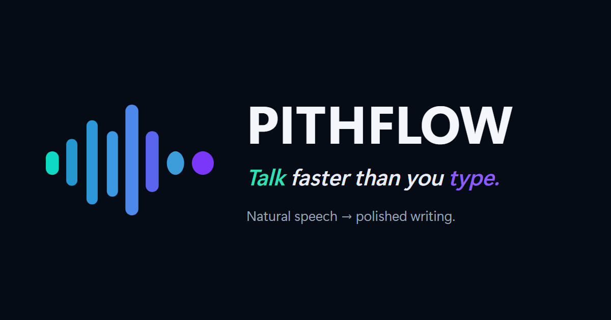 Pithflow - hold a key, talk, and get clean text back. Looking for Android testers